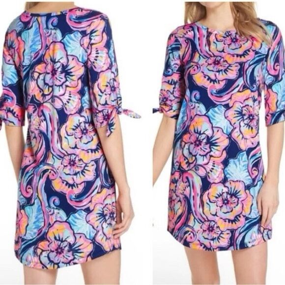 Lilly Pulitzer Preston Dress XS Nauti Navy Boho Bateau 100% Pima Cotton - Picture 1 of 11